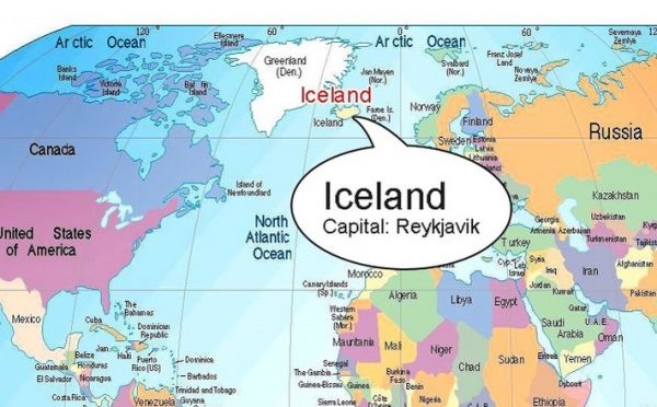 موقع أيسلندا علي الخريطة