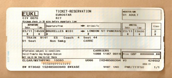 تذكرة قطار يورو ستار